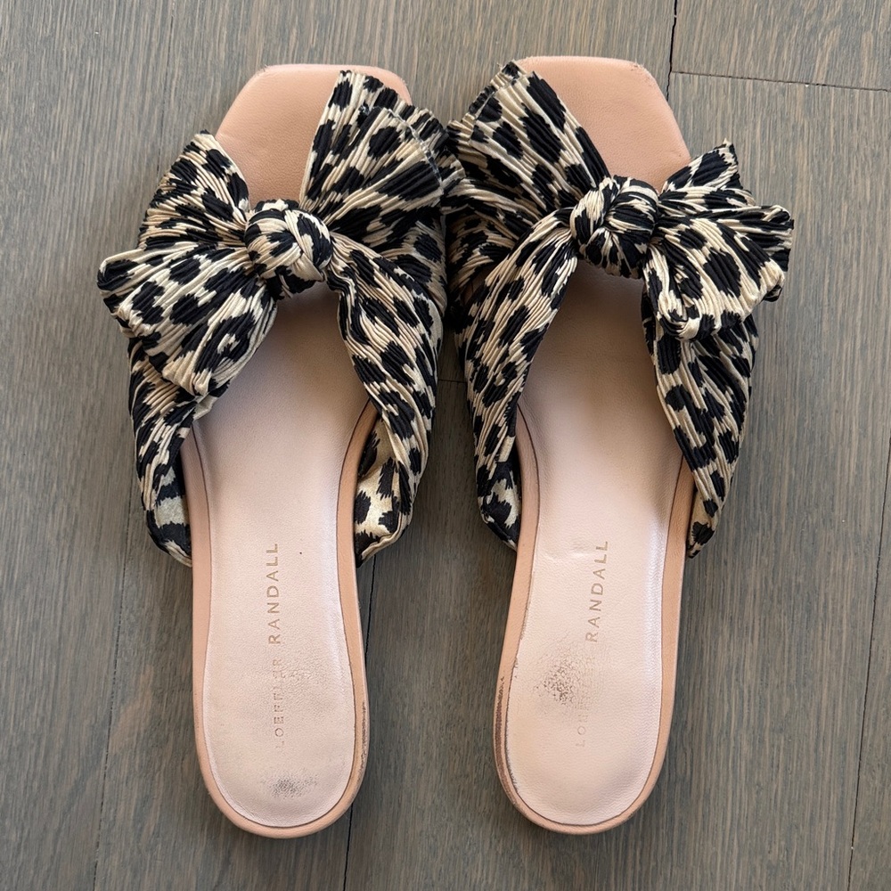 Loeffler Randall Daphne Leopard Bow Slide Sandal size 7.5